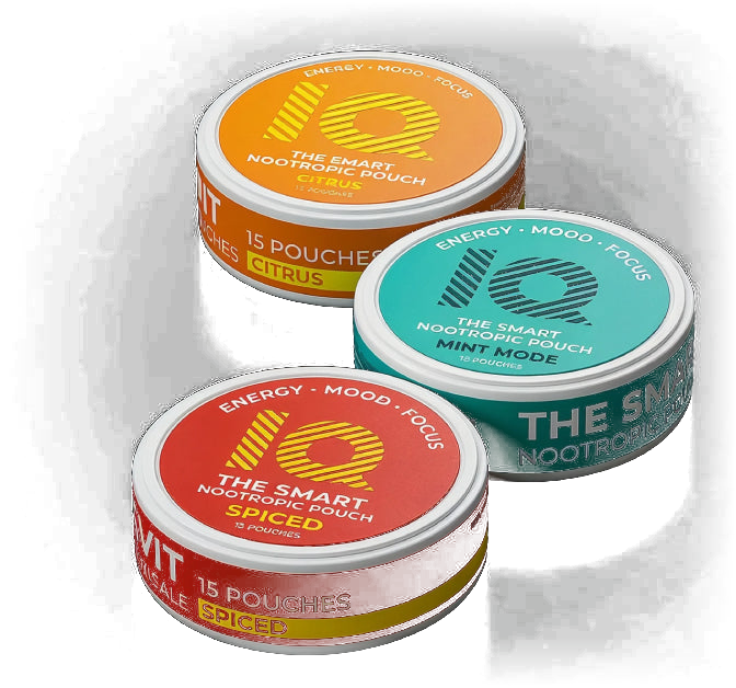 IQ Pouch Citrus, Mint Mode and Spiced tins