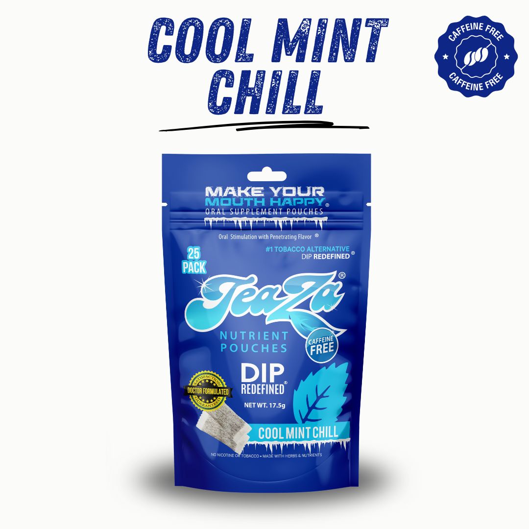 TeaZa Cool Mint Chill caffeine-free pouch bag